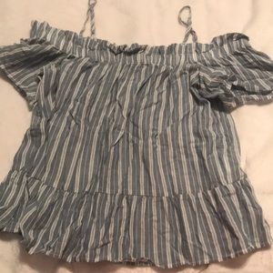 off the shoulder striped shirt